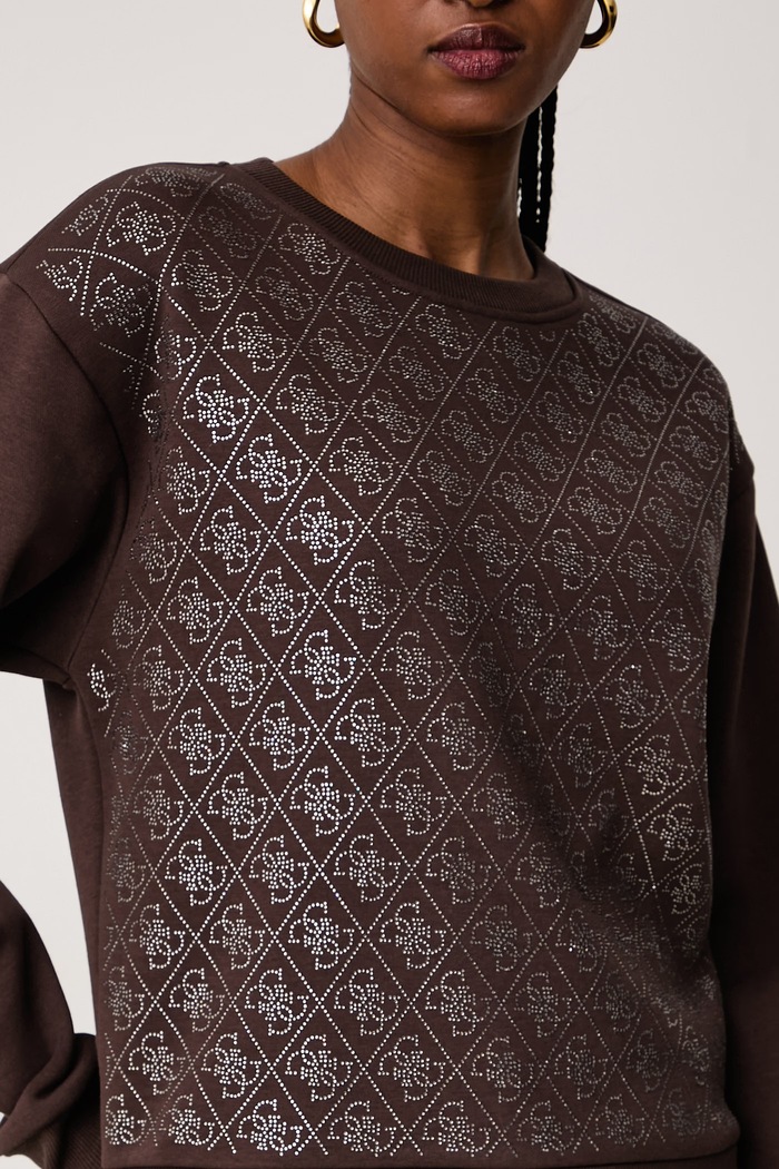 Bluza damska z bawełną Guess W6BQ14.K6060 brązowy