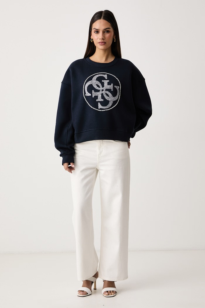 Guess Pulover ženski z bombažem W6BQ13.K6059 mornarsko modra AW26