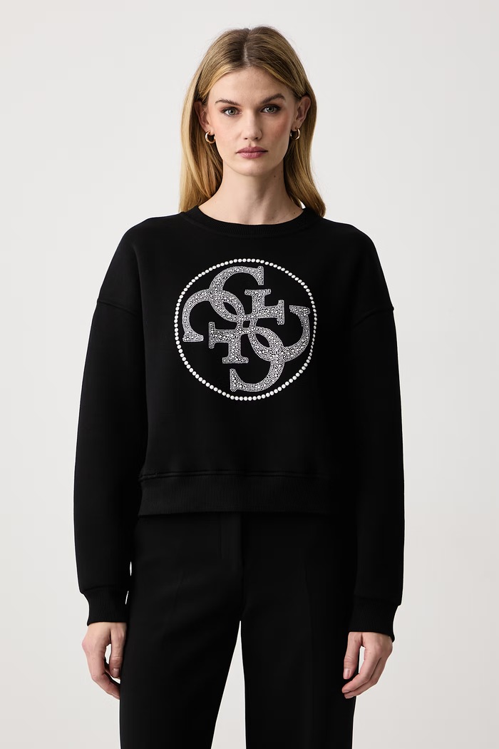 Guess Bluza damska z bawełną czarny W6BQ13.K6059