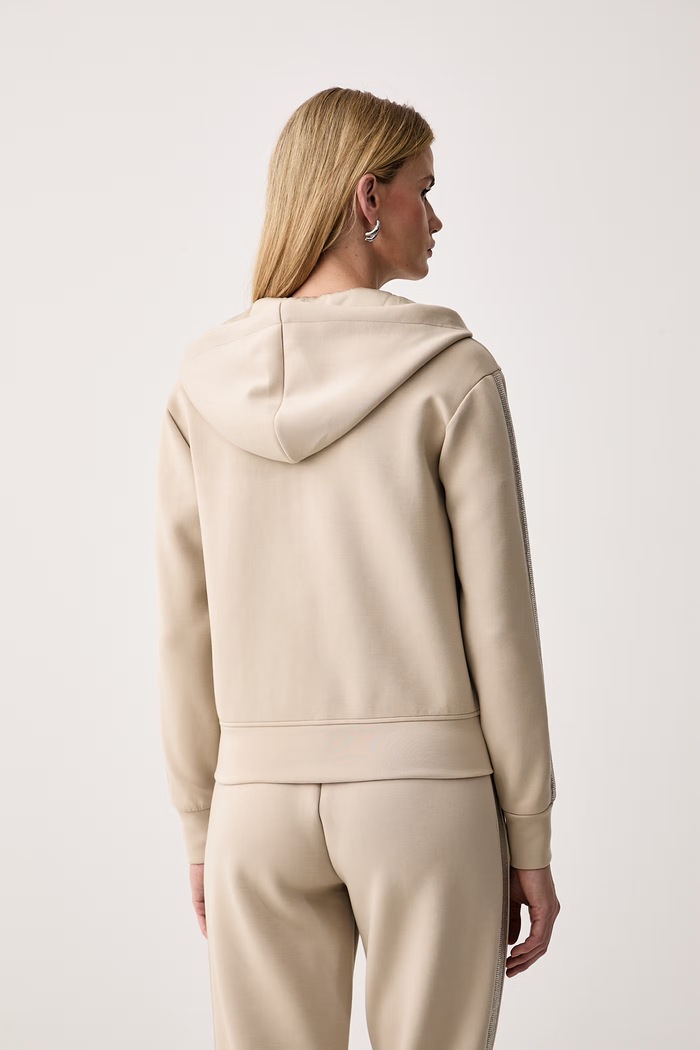 Дрехи Guess Суичър с цип и качулка дамски с вискоза VICTOIRE W6BQ12.K6058 бежов