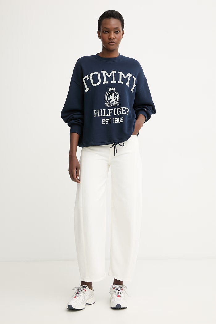 Tommy Hilfiger melegítőfelső női pamut WW0WW50941 sötétkék AW26