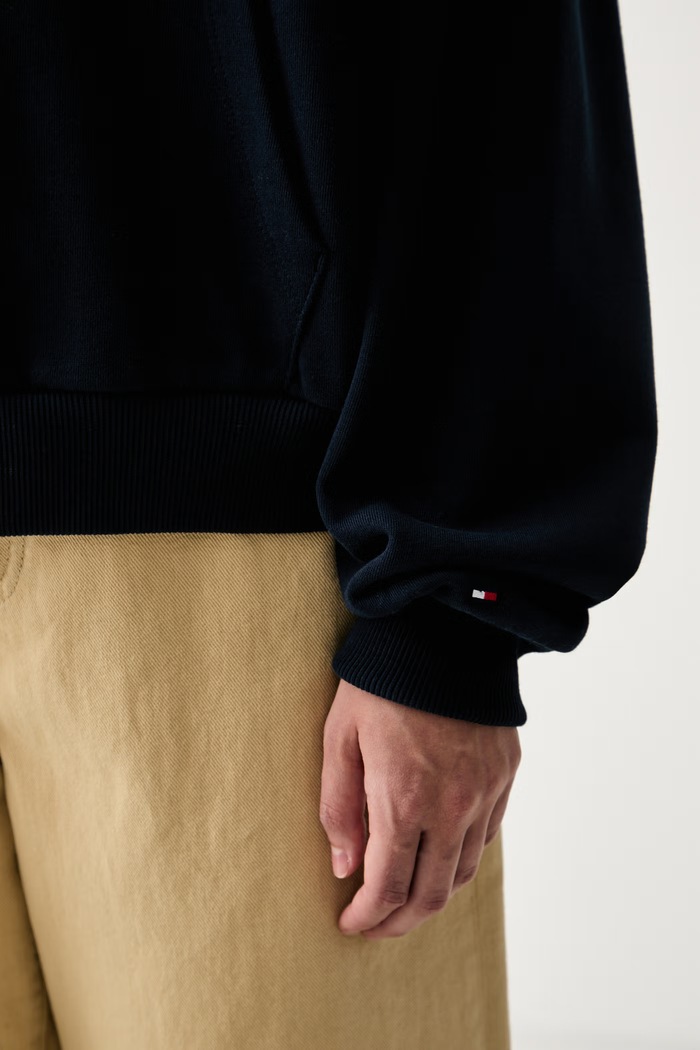 Tommy Hilfiger суичър с цип и качулка дамски от памук WW0WW50938 тъмносин