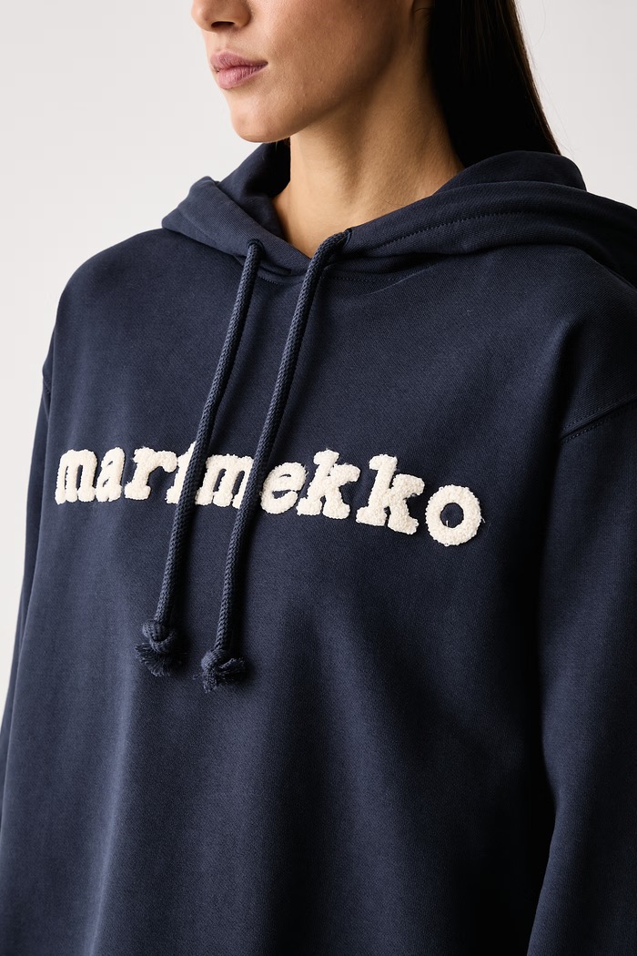 Bluza z kapturem damska bawełniana Marimekko 095902 granatowy
