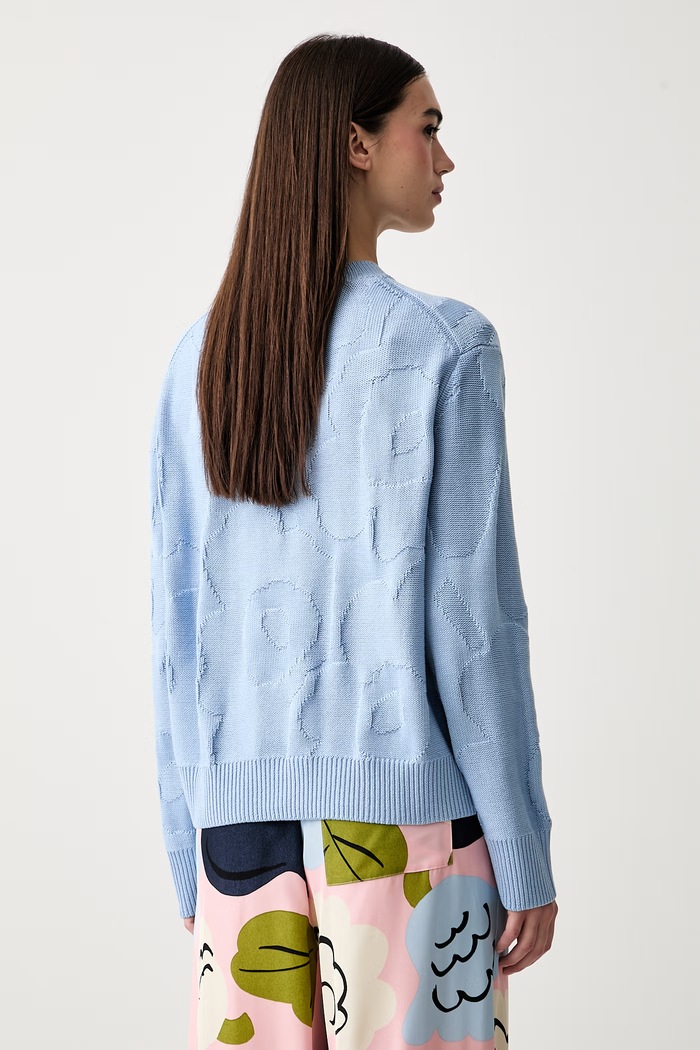 Дрехи Marimekko пуловер дамски от памук 095711 син