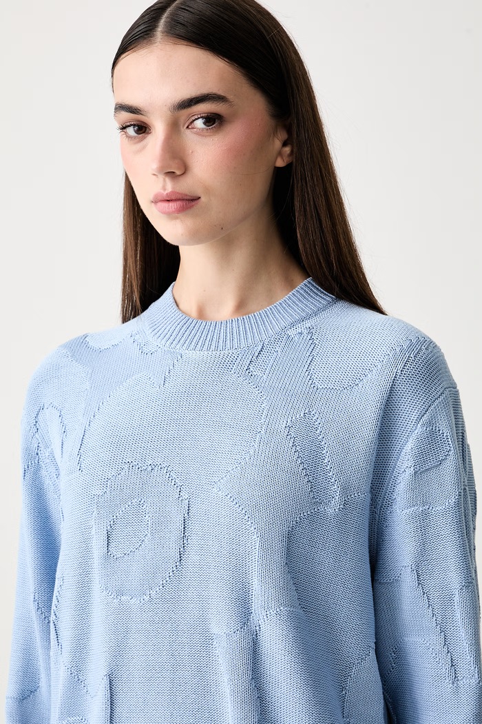 Marimekko пуловер дамски от памук син 095711