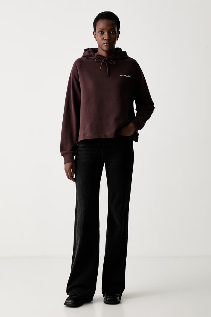 Marc O'Polo bluza z kapturem damska bawełniana 5000010236 bordowy AW26