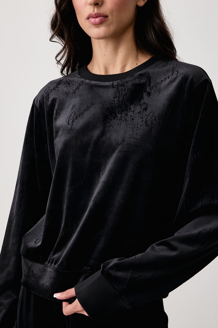 Bluza damska welurowa LOREN Guess O6BQ02.K5062 czarny