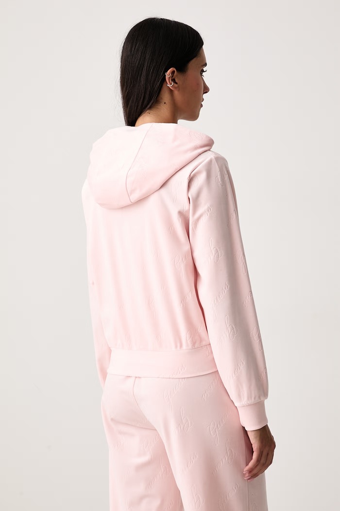 Odzież Guess Bluza rozpinana z kapturem damska LOREN O6BQ01.K5061 różowy