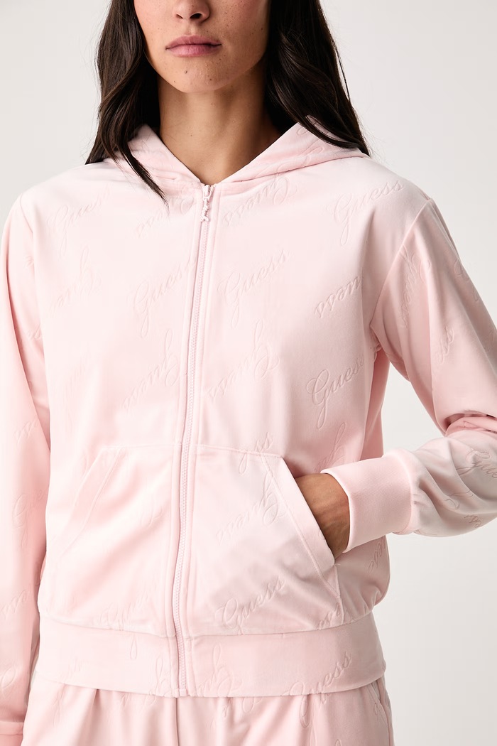 Bluza rozpinana z kapturem damska LOREN Guess O6BQ01.K5061 różowy