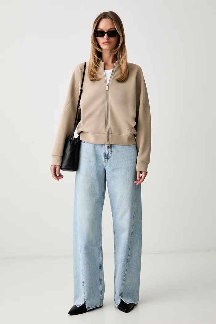 BOSS rozepínací mikina dámská s modalem Essaba 50562860 béžová AW26