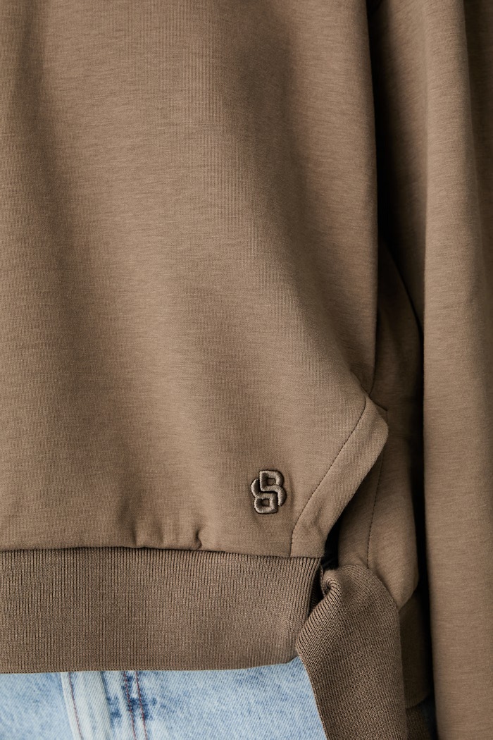BOSS bluza damska z bawełną Essega1 50562856 brązowy