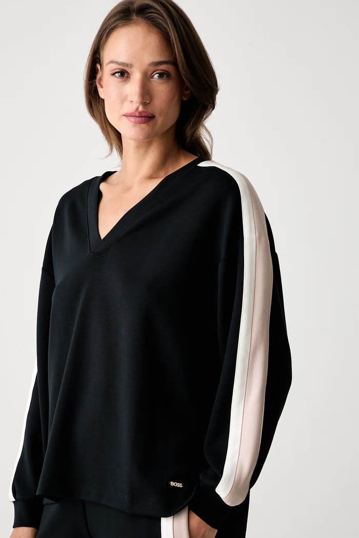 BOSS dukserica loungwear za žene s modalom TONE_Sweatshirt crna 50566092