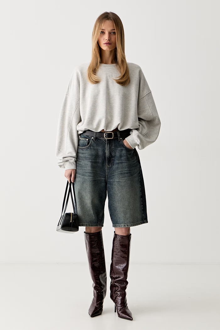 Gestuz bluza oversize damska z bawełną GZkahla 10911430 szary AW26
