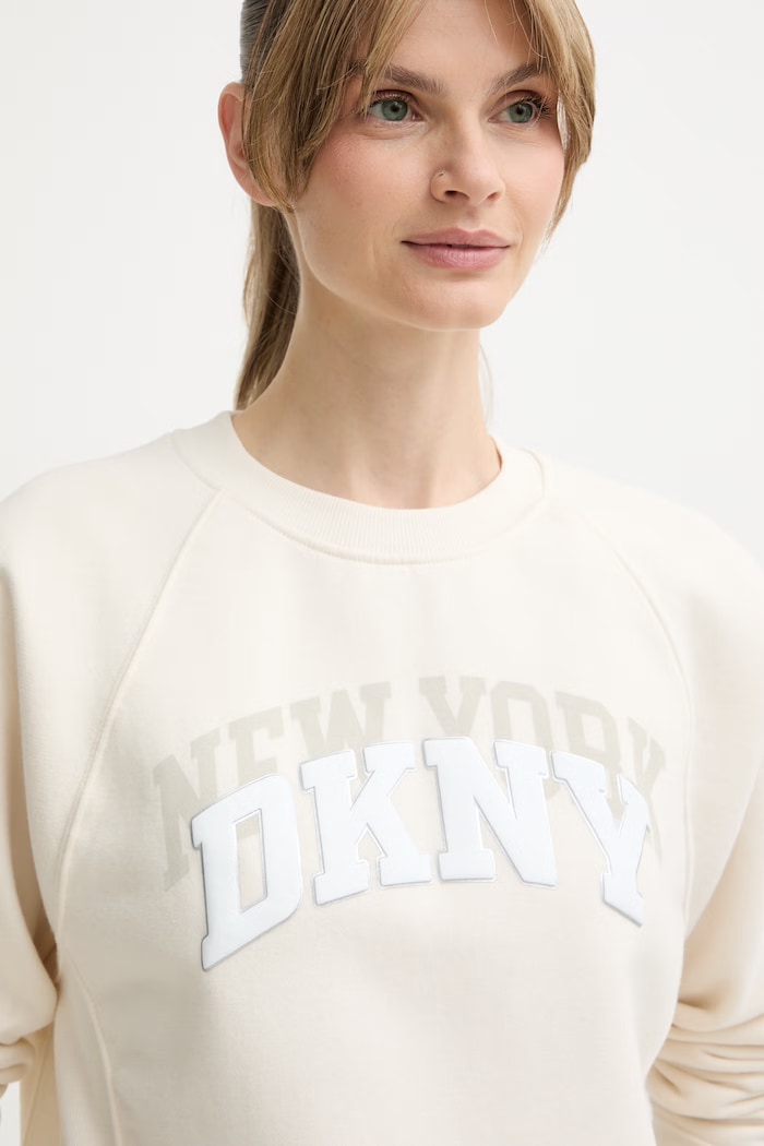 DKNY bluza damska z bawełną beżowy DP6T1755