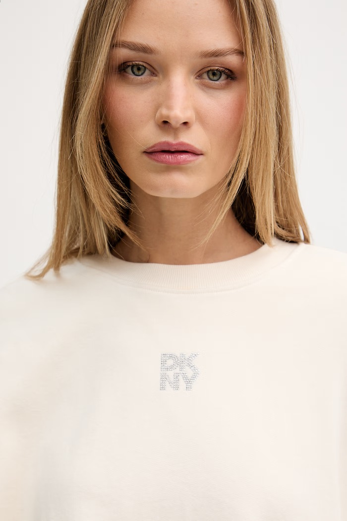 DKNY bluza damska bawełniana beżowy DJ6T1766