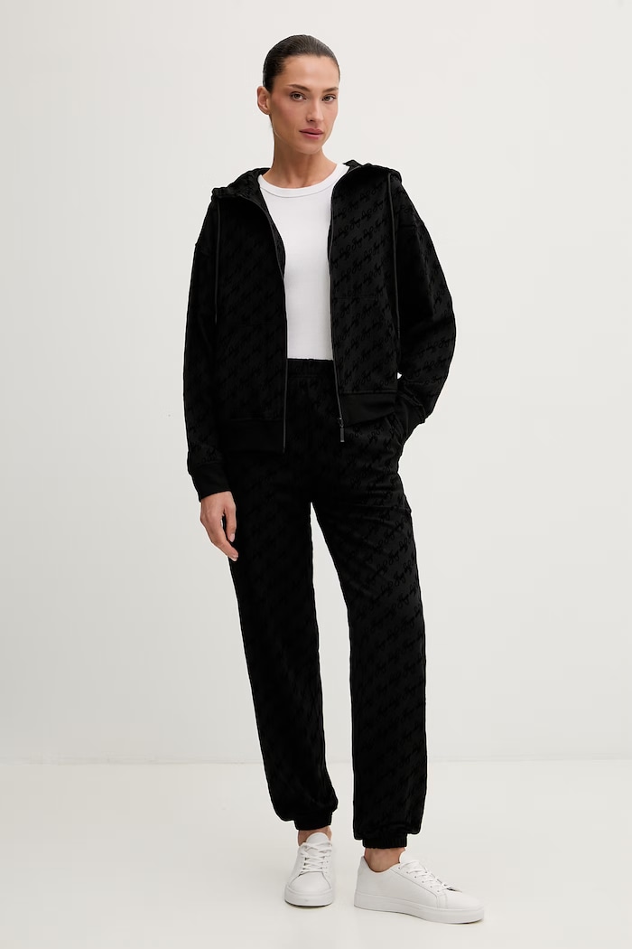 HUGO loungewear pulover ženski z bombažem FLOKKY_JACKET 50566669 črna AW26