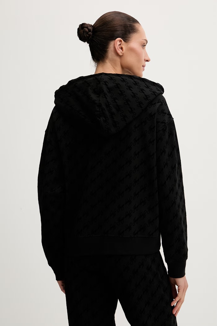 Oblačila HUGO loungewear pulover ženski z bombažem FLOKKY_JACKET 50566669 črna