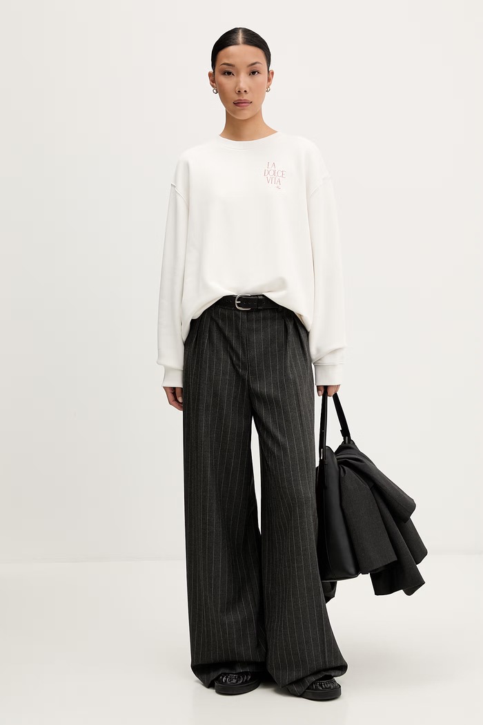 HUGO bluza damska bawełniana Classic Crew_9 50566677 beżowy AW26