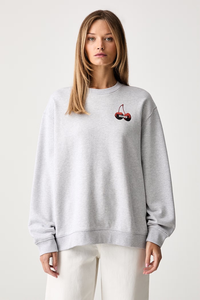 Odzież HUGO Blue bluza damska bawełniana Classic Crew_B_4 50566576 szary