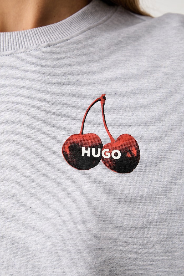 HUGO Blue bluza damska bawełniana Classic Crew_B_4 50566576 szary