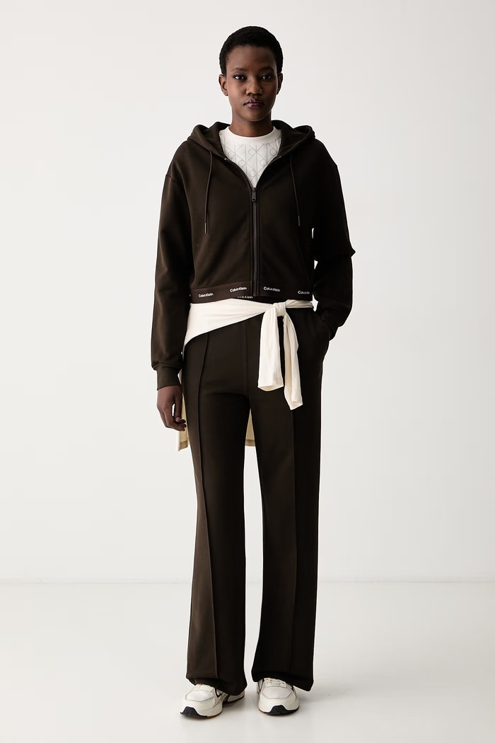 Calvin Klein Jeans dukserica na zakopčavanje za žene od pamuka LV047G252G smeđa AW26