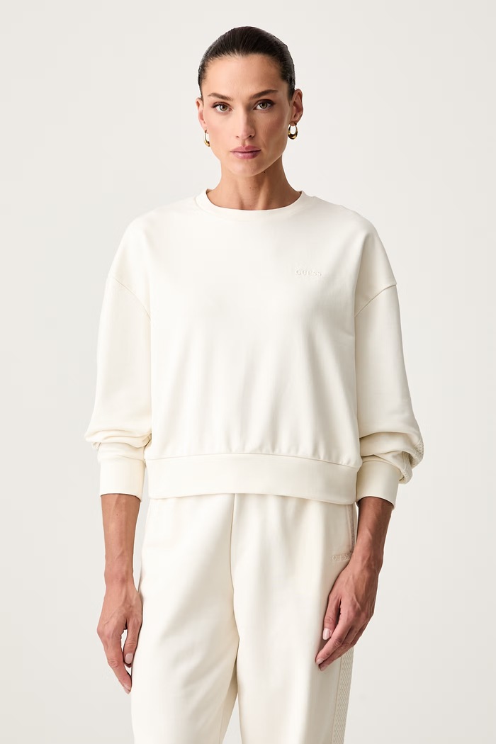 Guess уголемен суичър дамски с памук PHOEBE бежов V6YQ10.K4291