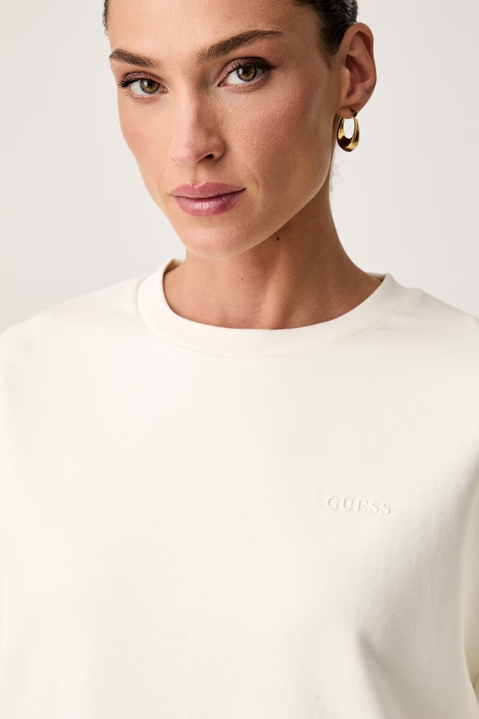 Guess уголемен суичър дамски с памук PHOEBE бежов V6YQ10.K4291