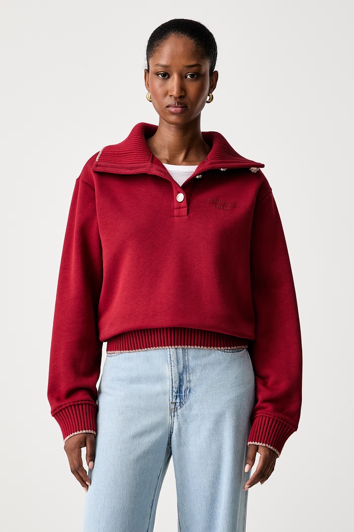 Guess суичър дамски с памук X NORTH SAILS червен W6YQ22.K5315