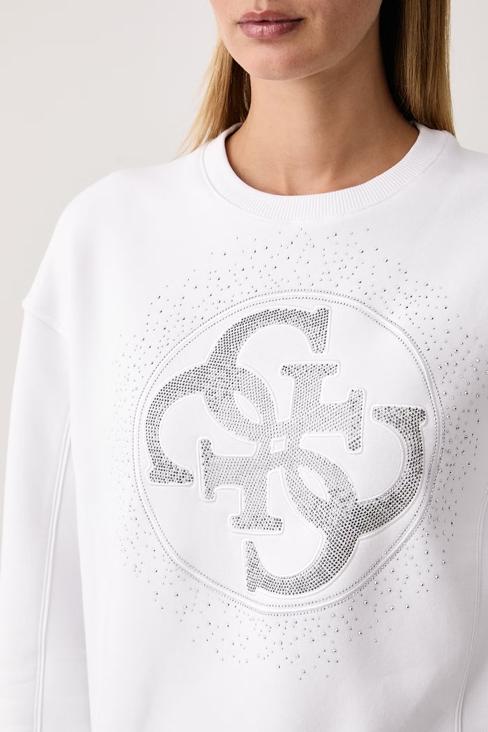Bluza damska z bawełną Guess W6YQ17.K4355 biały