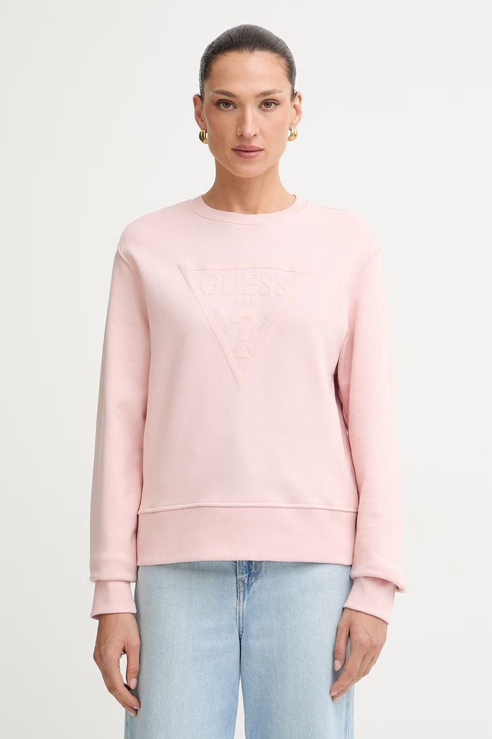 Guess melegítőfelső női pamuttal rózsaszín W6YQ04.K3858