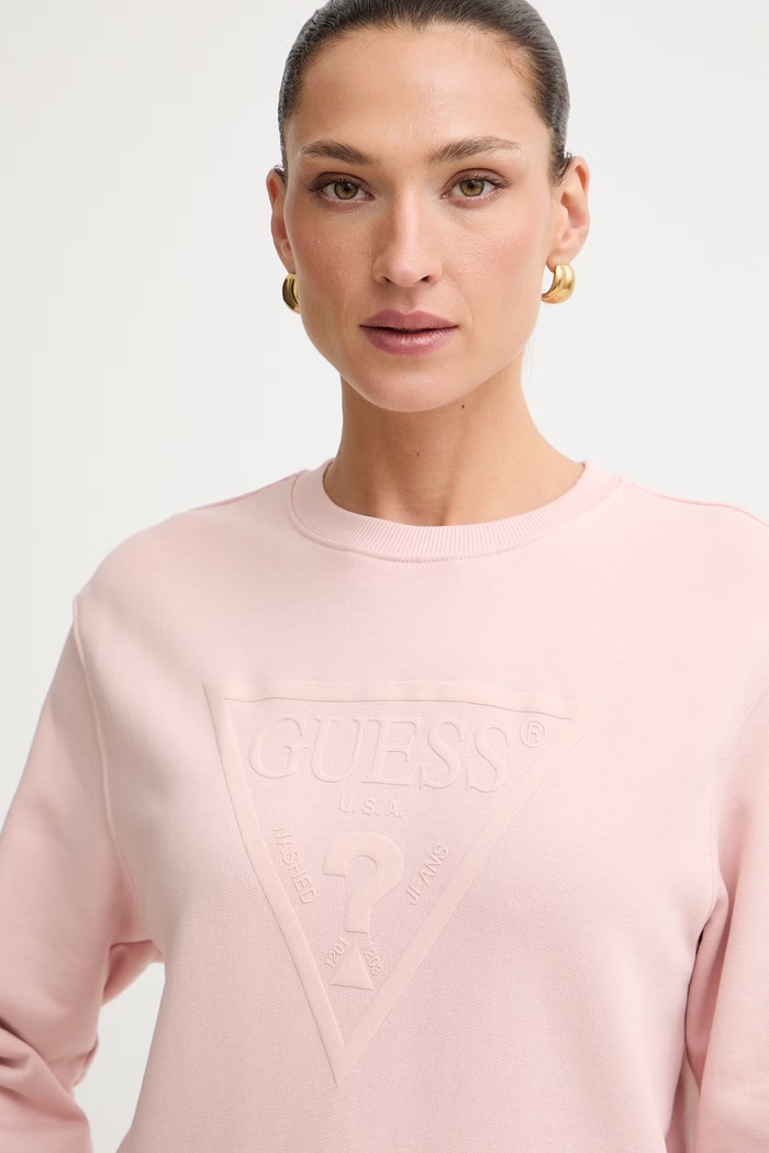Guess melegítőfelső női pamuttal rózsaszín W6YQ04.K3858
