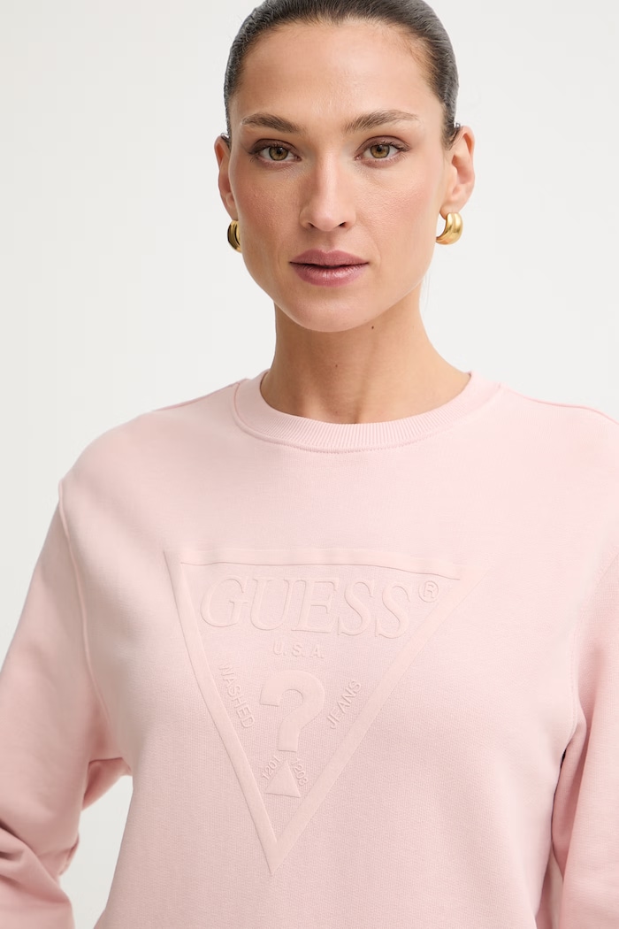 Guess melegítőfelső női pamuttal rózsaszín W6YQ04.K3858