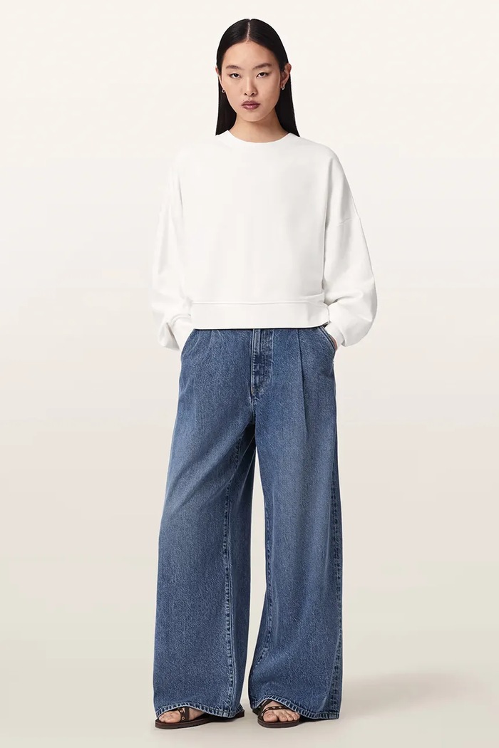 Odzież AllSaints bluza damska z bawełną ESME W150JE beżowy