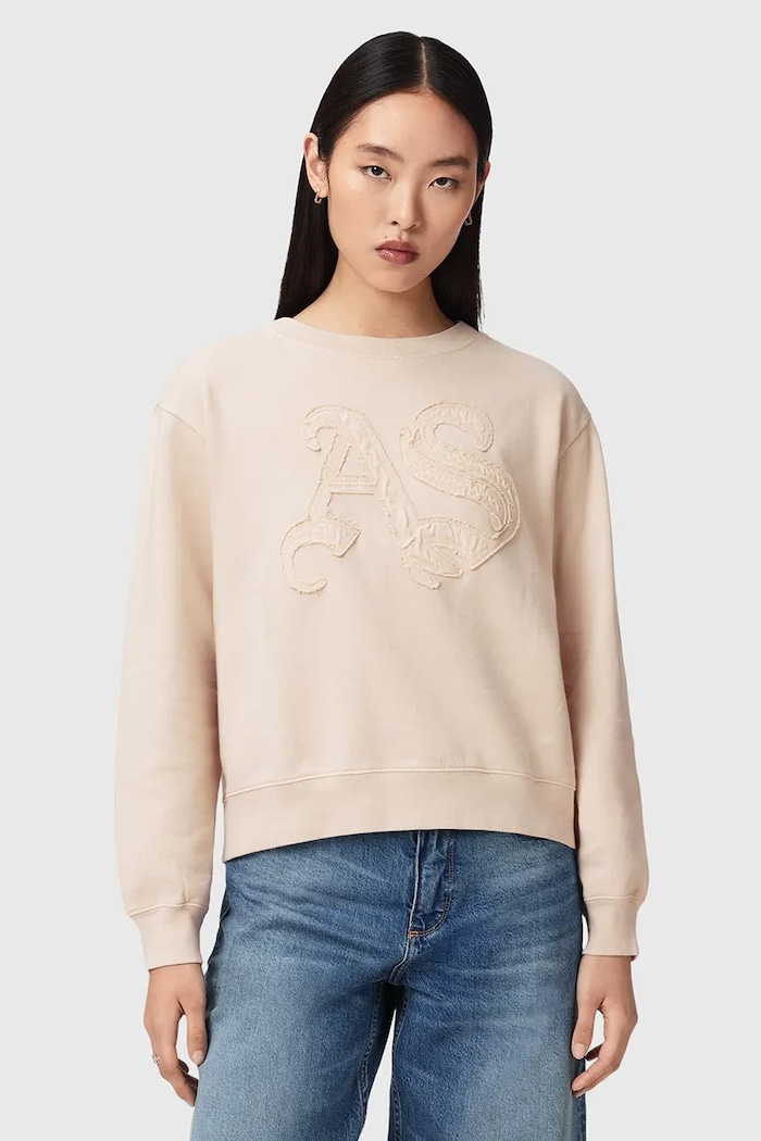AllSaints hanorac pentru femei, din bumbac INSIGNIA bej W198JE