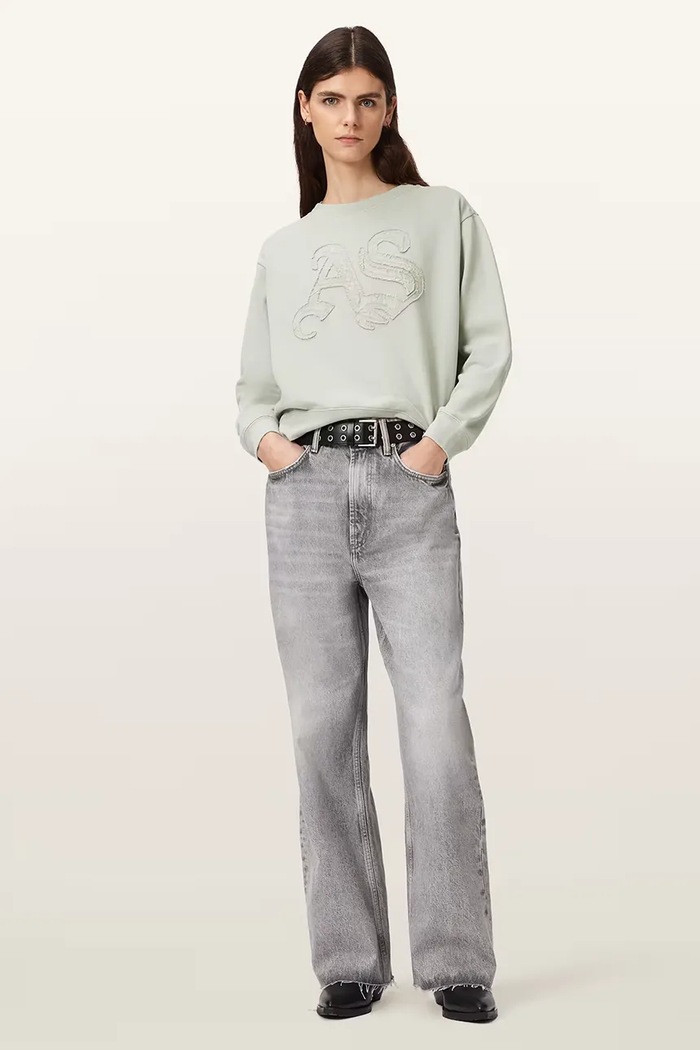 Îmbrăcăminte AllSaints hanorac pentru femei, din bumbac INSIGNIA W198JE verde