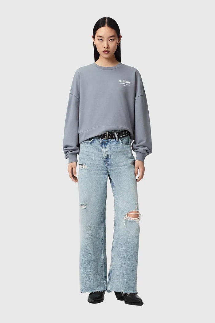 Îmbrăcăminte AllSaints hanorac oversized pentru femei, din bumbac DREAMER W188JE albastru