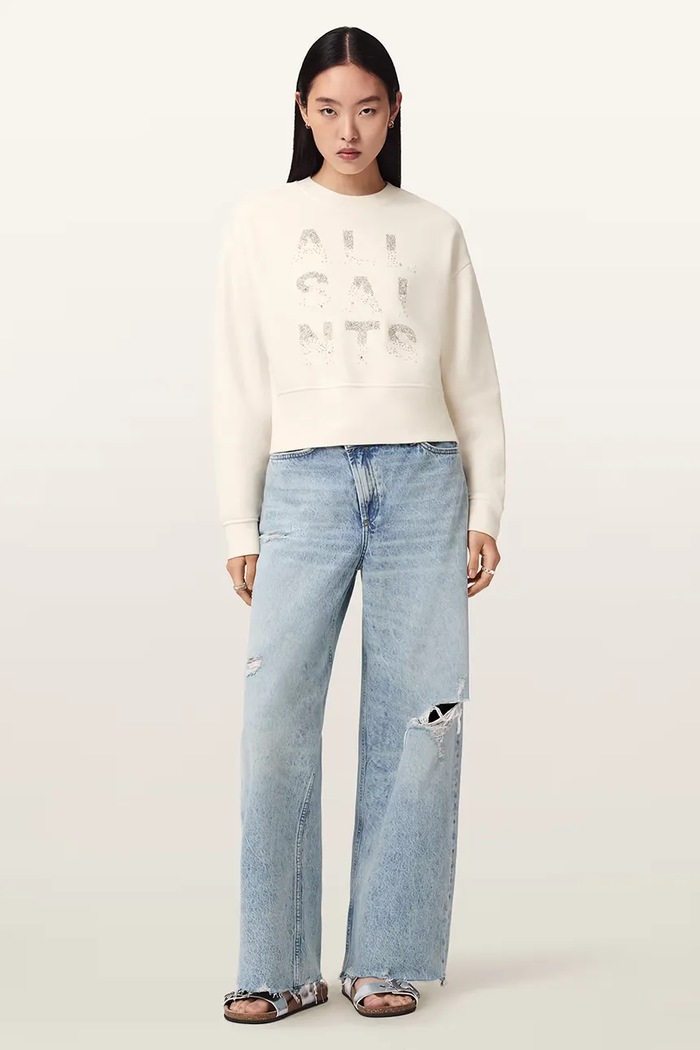Odzież AllSaints bluza damska STACKS W152JE biały