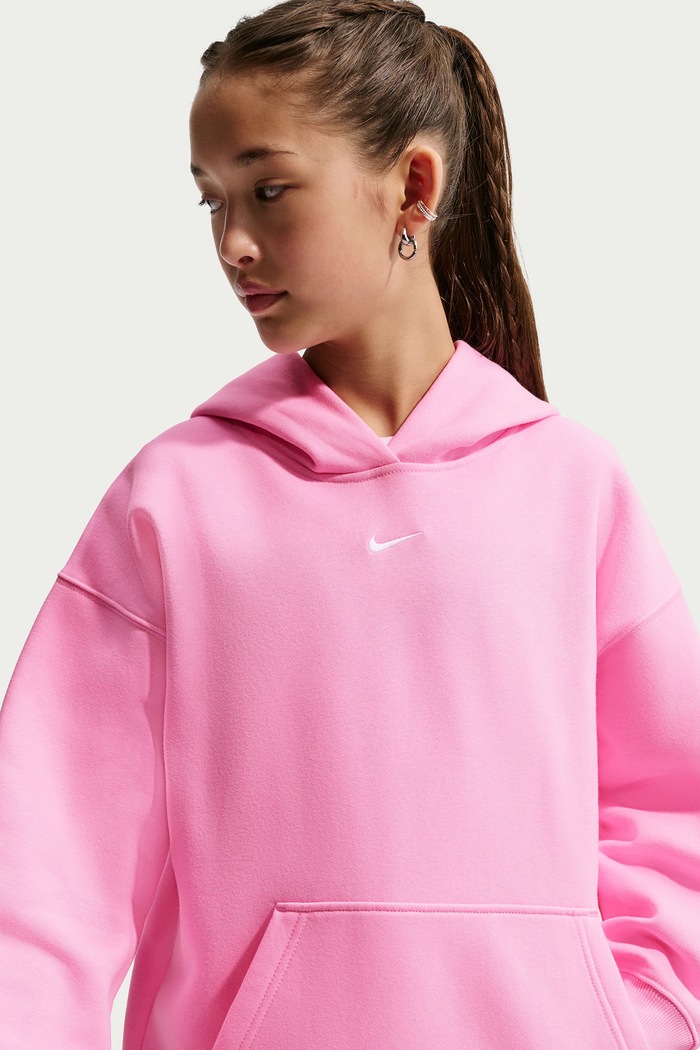 Bluza oversize dziecięca z bawełną Studio Nike Sportswear Nike IM4964 różowy