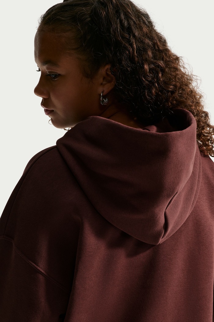Dziewczynka Nike Bluza oversize dziecięca z bawełną Studio Nike Sportswear IM4964 bordowy