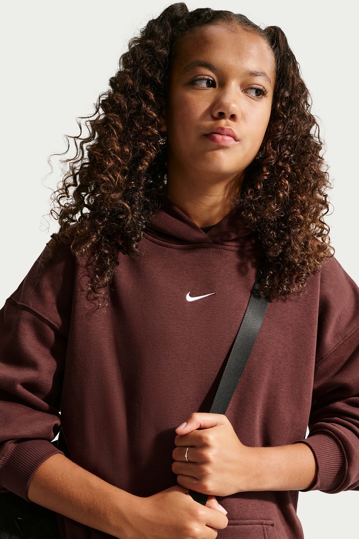 Bluza oversize dziecięca z bawełną Studio Nike Sportswear Nike IM4964 bordowy