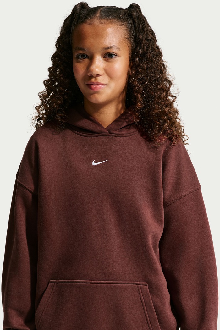 Bluza oversize dziecięca z bawełną Studio Nike Sportswear Nike bordowy IM4964