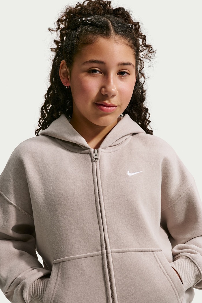 Bluza rozpinana z kapturem dziecięca z bawełną Nike Sportswear Studio Fleece Nike IM4904 szary