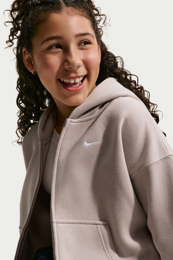 Bluza rozpinana z kapturem dziecięca z bawełną Nike Sportswear Studio Fleece Nike szary IM4904