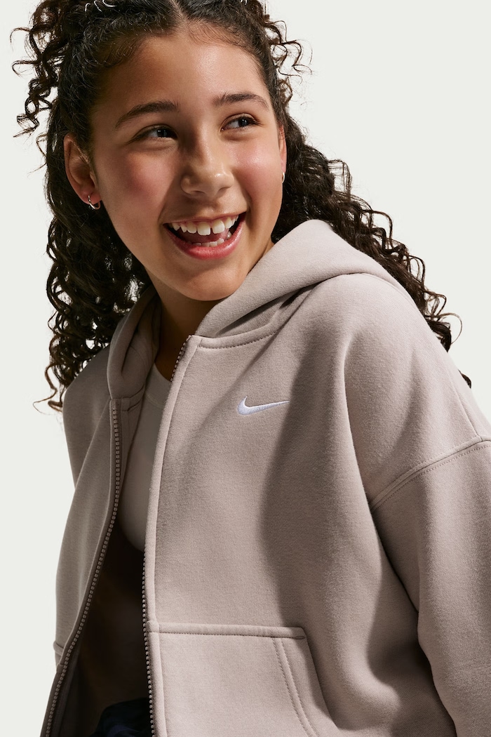 Bluza rozpinana z kapturem dziecięca z bawełną Nike Sportswear Studio Fleece Nike szary IM4904