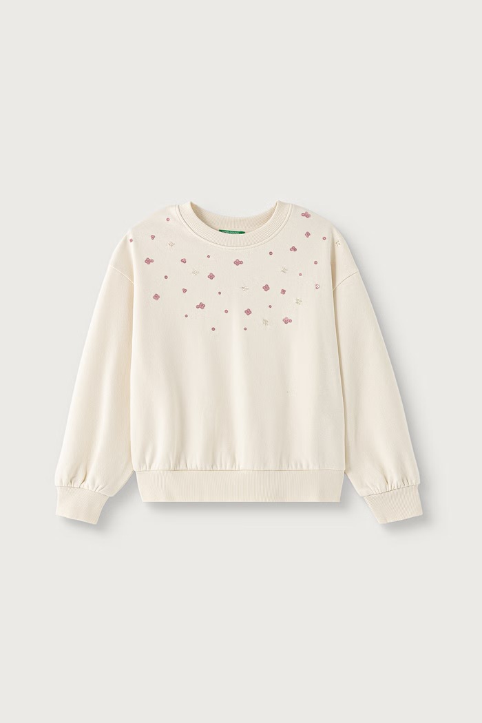 United Colors of Benetton Bluza dziecięca z bawełną beżowy 39M2C10V5.G.Seasonal
