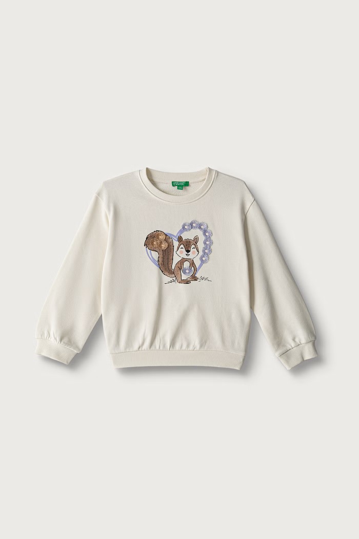 United Colors of Benetton Hanorac pentru copii din bumbac bej 3J70G10NJ.P.Seasonal