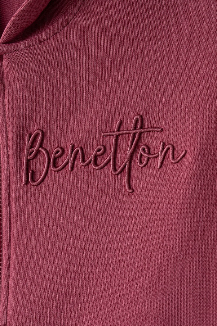 Dziewczynka United Colors of Benetton Bluza rozpinana z kapturem dziecięca bawełniana 3J68C506D.G.Seasonal różowy