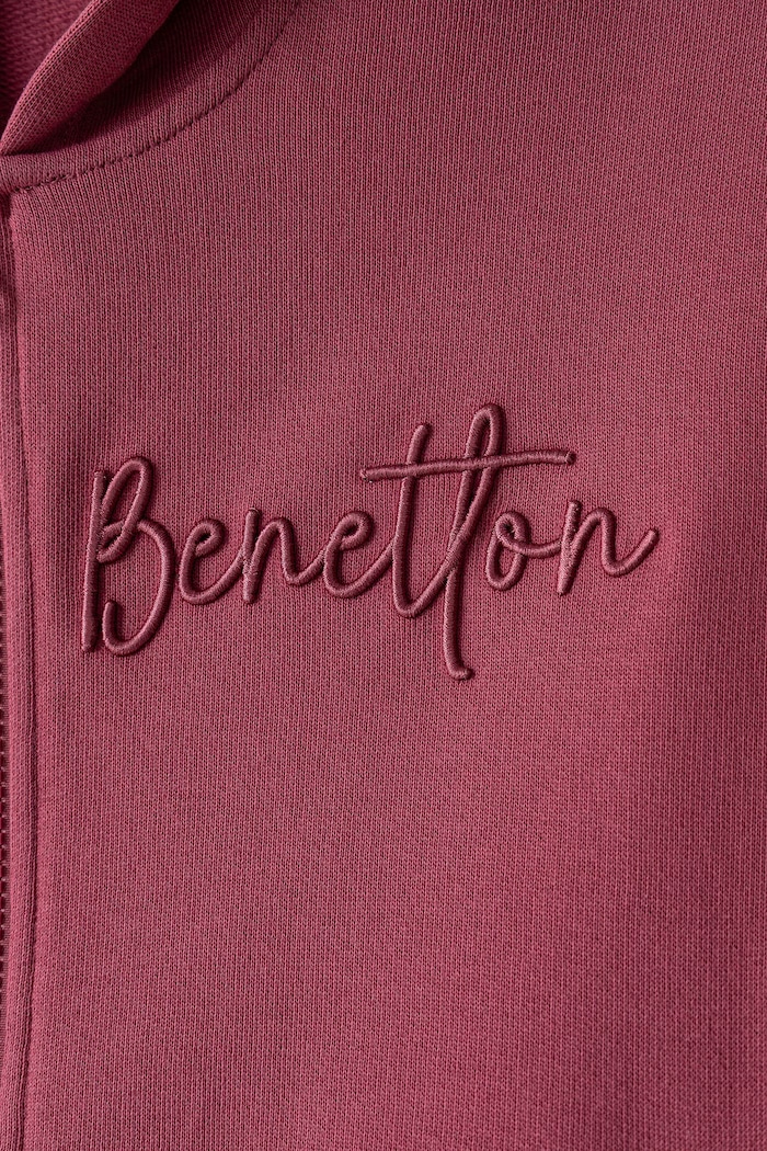 Dziewczynka United Colors of Benetton Bluza rozpinana z kapturem dziecięca bawełniana 3J68C506D.G.Seasonal różowy
