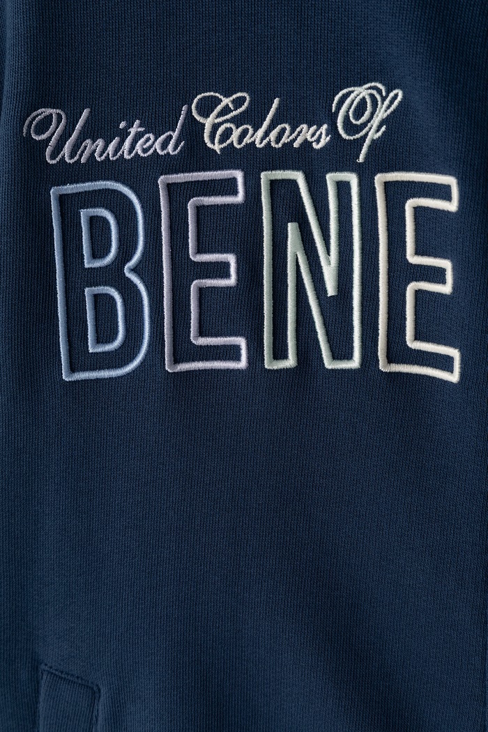 Dievča United Colors of Benetton Mikina na zips s kapucňou detská bavlnená 3J68C506D.G.Seasonal tmavomodrá