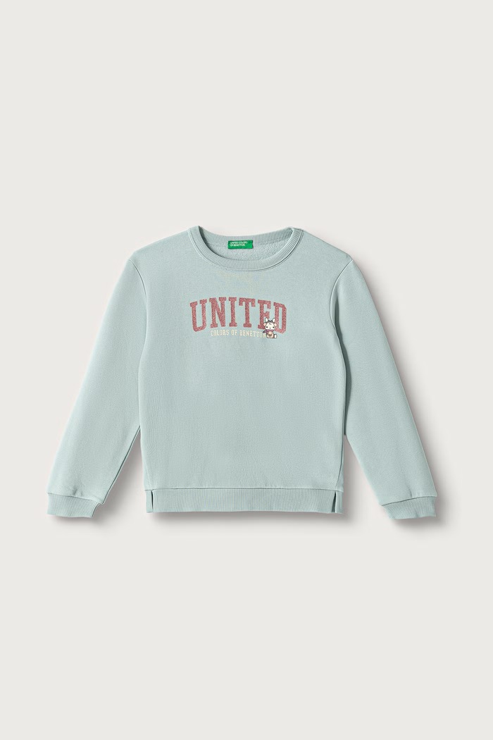 United Colors of Benetton Felpa per bambini con cotone turchese 39M2G10GM.P.Reproposal